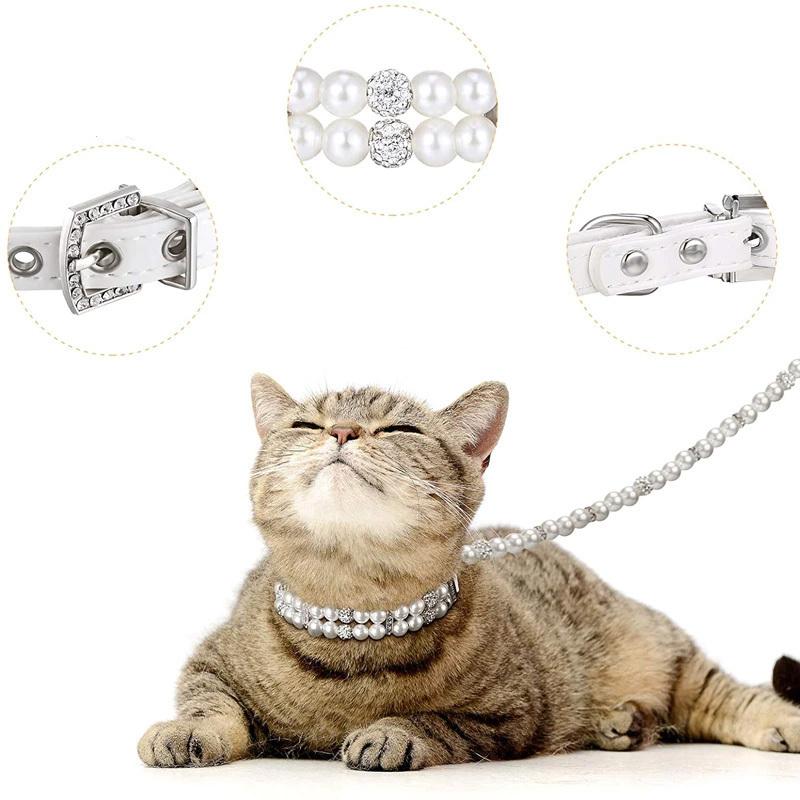 犬 猫 首輪 犬用首輪 猫用首輪 パール2連 パール ホワイト ブラック
