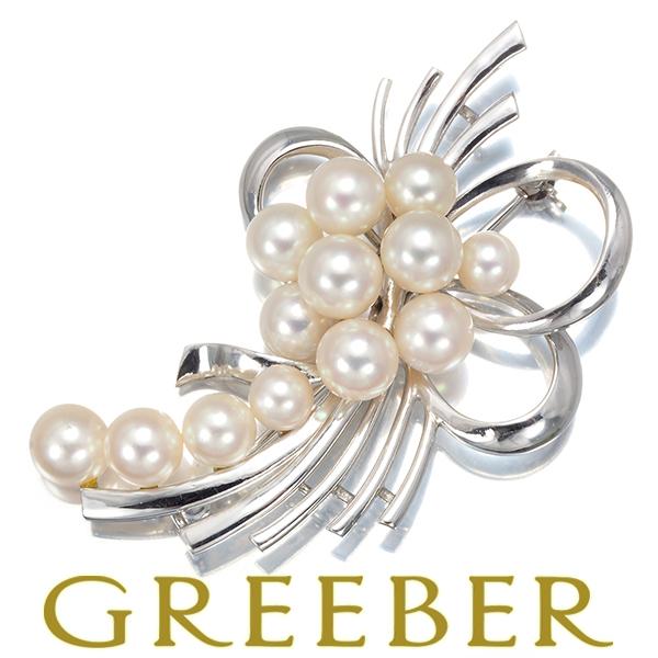 248【ミキモト】シルバーパールブローチ