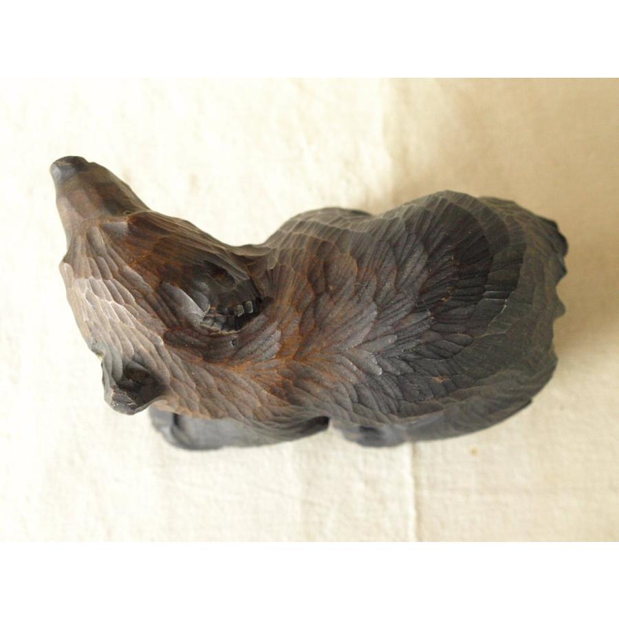 昭和レトロ 八雲 ガラス目 木彫り熊19cm 北海道彫刻家 アイヌ 工芸