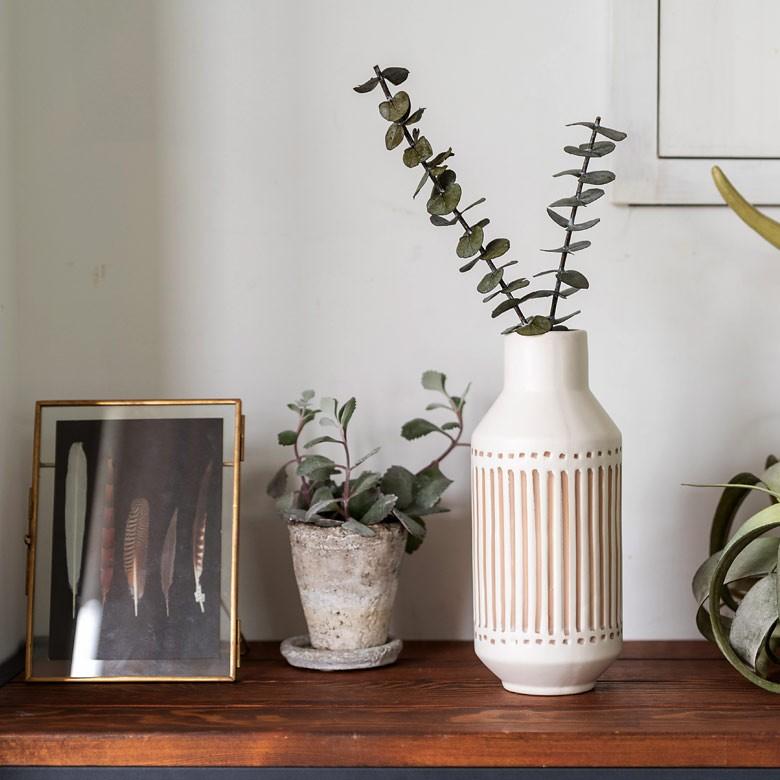 花瓶 フラワーベース 花壺 水入れ可 筒形 セラミック 白 ボトル