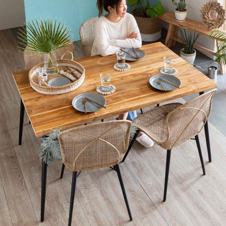 カフェ風ダイニングテーブル 無垢材 ヴィンテージ アイアン脚