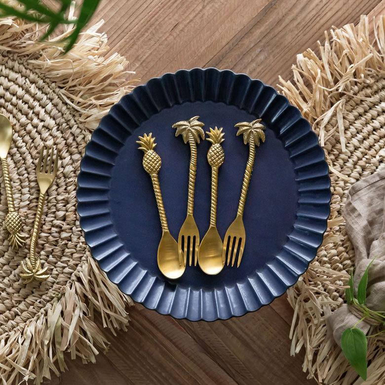 スプーン 真鍮 カトラリー パイナップル マット ゴールド アンティーク