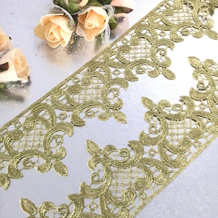 アンティーク シルクリボンアートフラワー＆手彩色ローズ ビーズレース