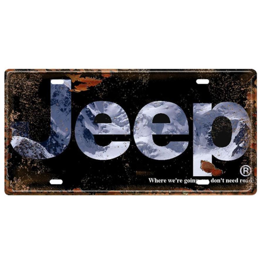 jeep ジープ ナンバープレート型 アメリカ雑貨 メタルサイン ☆レトロ