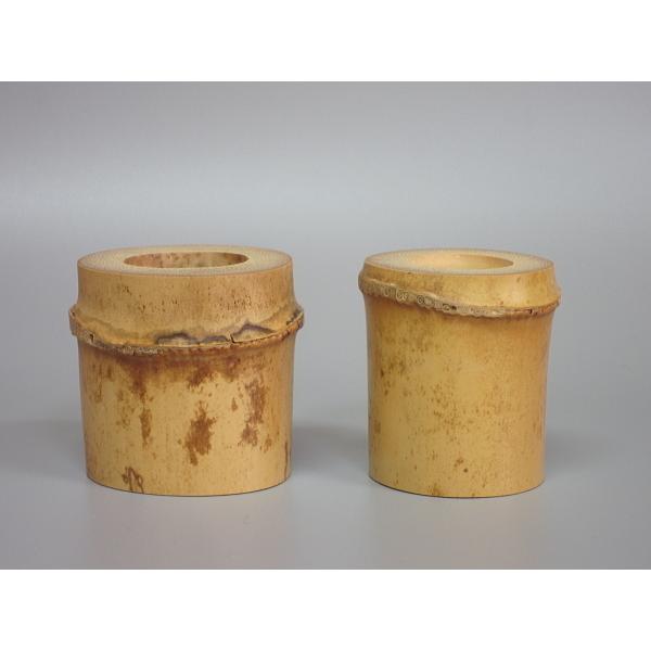 茶道具高野宗陵造竹蓋置一双炉用風炉用共布共箱大徳寺藤井誡堂書付名:誡堂