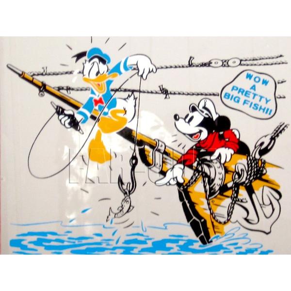 TDL ミッキー&ドナルド フィッシング 釣り 鏡 ミラー アート フレーム