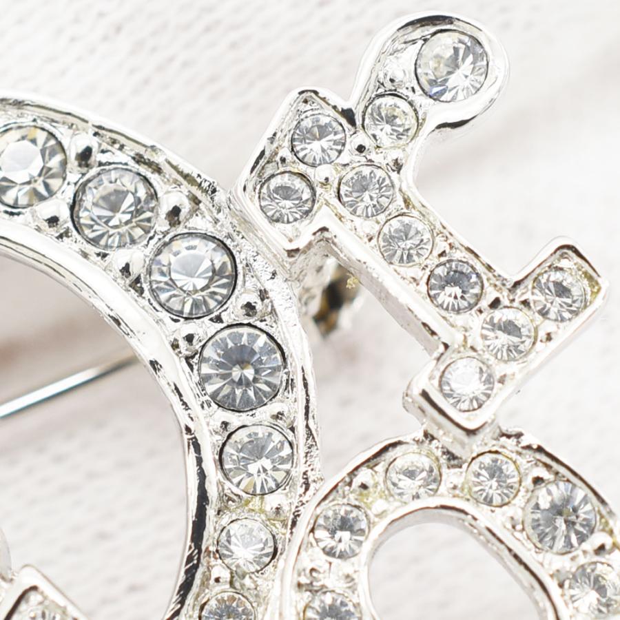 クリスチャンディオール Christian Dior ブローチ ロゴ ラインストーン