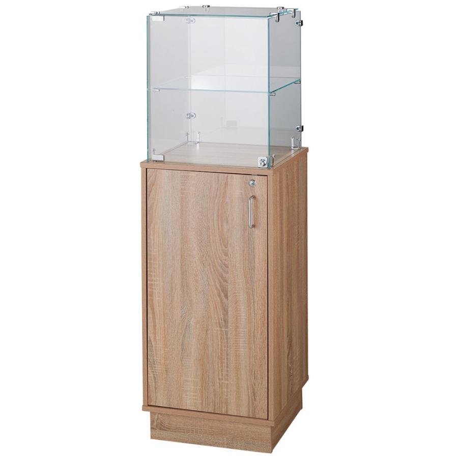 ガラスショーケース 鍵付き 錠 カギ 木製土台付 商品ディスプレイ台