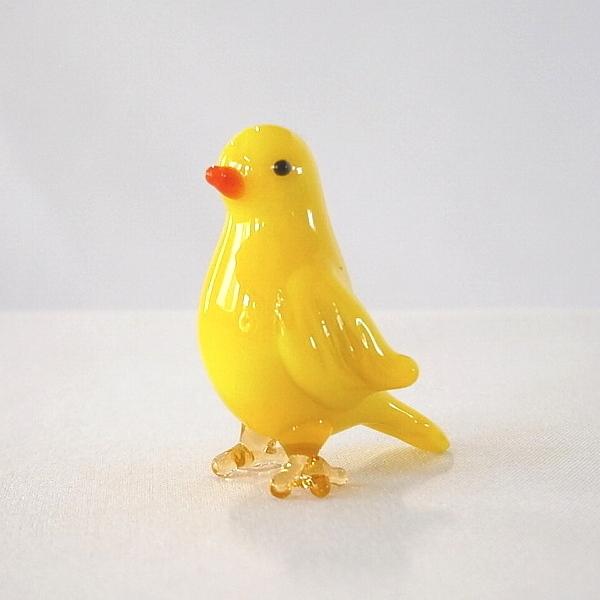 ガラス細工 鳥 インテリア雑貨 ミニチュア 置物【カナリア】 : ガラス