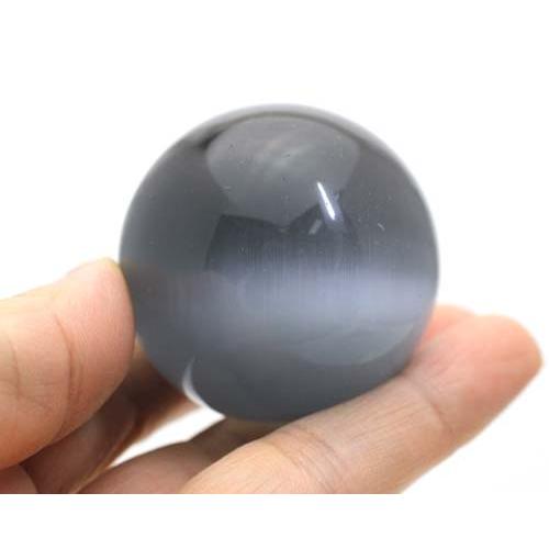丸玉 キャッツアイ グレー 人工石 猫目石 パワーストーン 開運グッズ