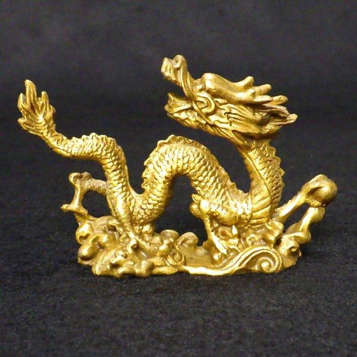 古銅製龍置物，開運，風水，金工細工，高11cm，長20cm，重24OO克