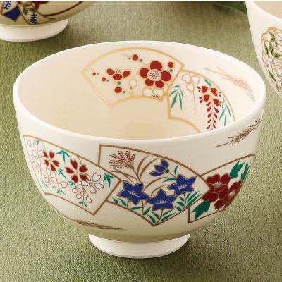 抹茶茶碗 仁清 扇面抹茶碗 美濃焼 日本製 茶器 抹茶碗 茶道具 陶器 和