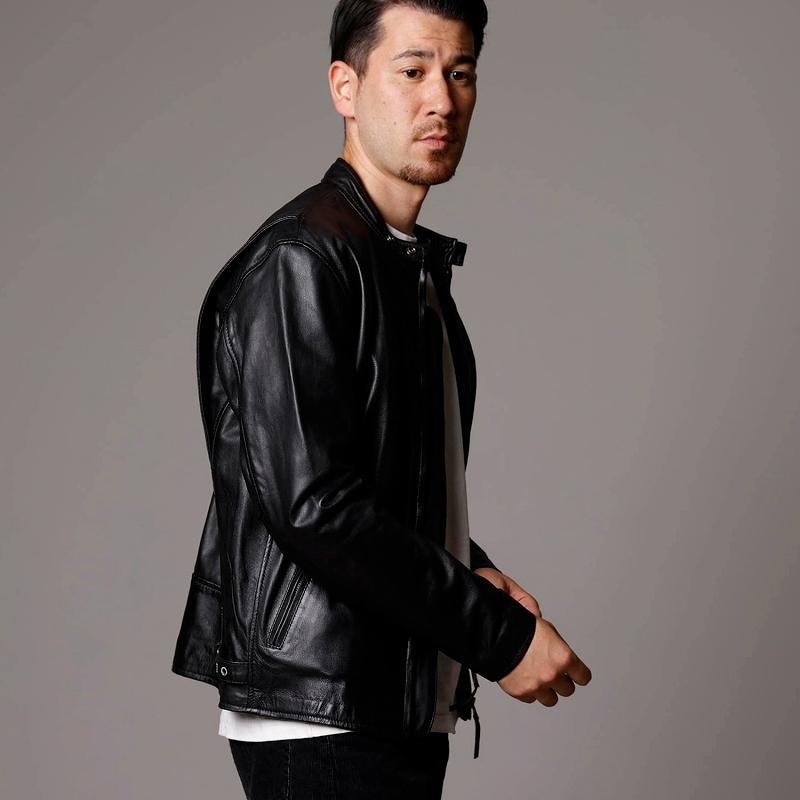 本革 ラムレザー】ライダースジャケット メンズ 柔らかい着心地の革