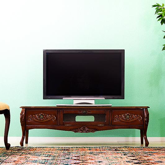 テレビ台 幅130cm ブラウン ヨーロピアン アンティーク 猫脚 おしゃれ