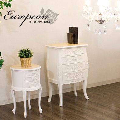 ラウンドチェスト3段 アンティーク風 猫脚 姫家具 エレガント サイド