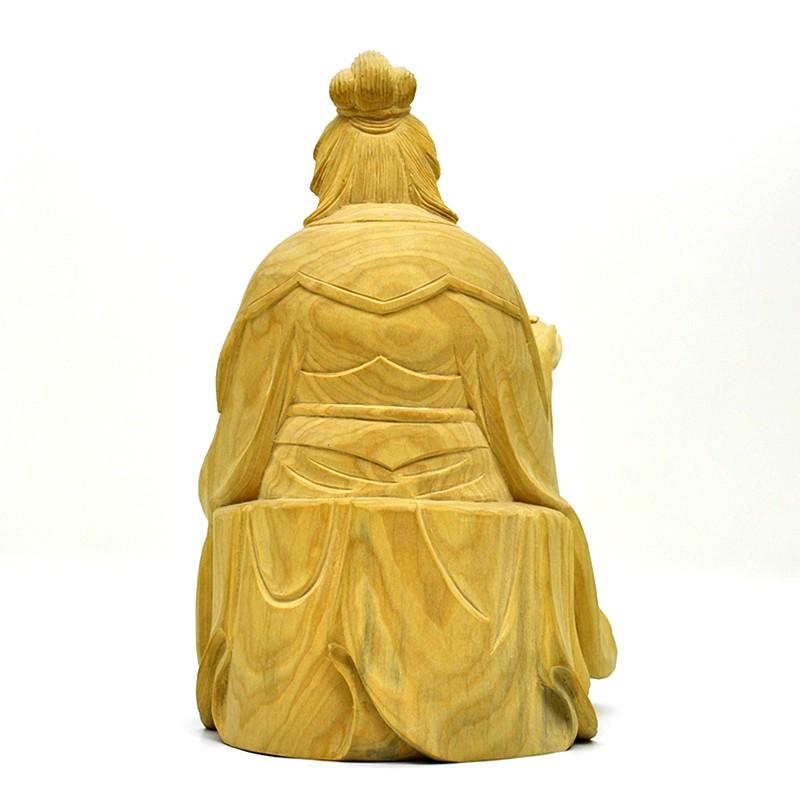 木彫り仏像 柘植【園城寺形訶梨帝母（鬼子母神）倚像】 高約16cm 模造