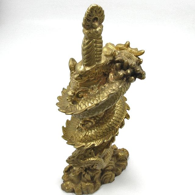 龍 置物 剣龍 不動明王 化身 銅製 龍の置物 宝剣 倶利伽羅剣 ドラゴン