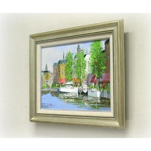 絵画 油絵 運河のある街（アムステルダム） （黒沢久） 【肉筆】【油絵