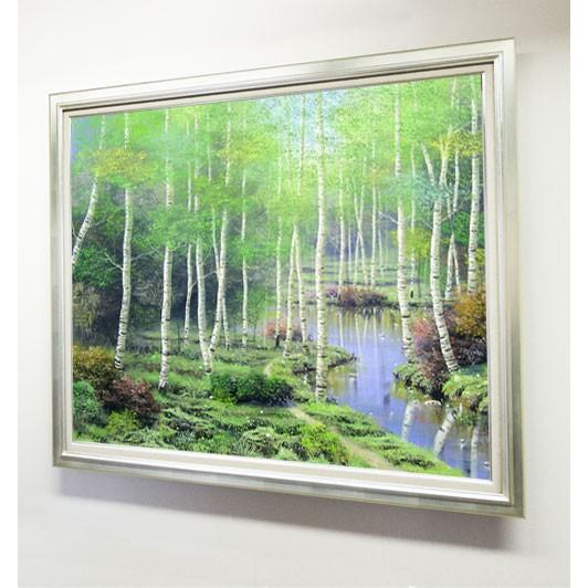 絵画 油絵 白樺林 F50号 （早瀬遼） 【海・山】【肉筆】【油絵】【日本