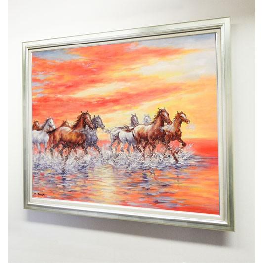 絵画 油絵 駆ける F50号 （鈴木満雄） 【海・山】【肉筆】【油絵