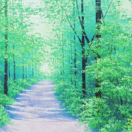 絵画 油絵 高原への道 (横山守) 【海・山】【肉筆】【油絵】【日本の