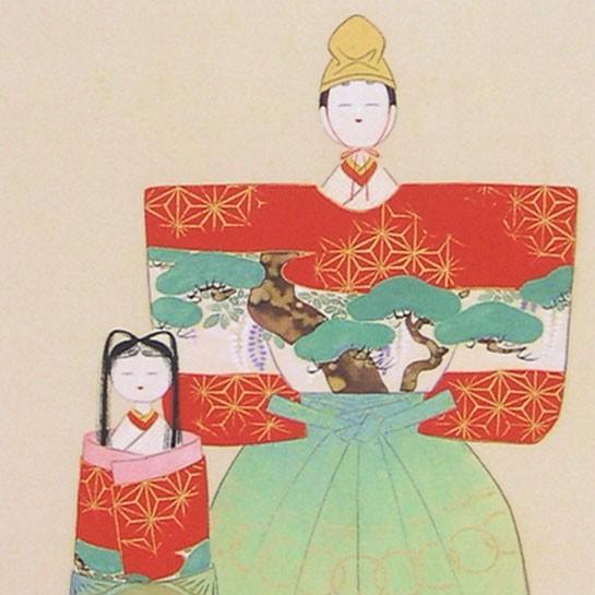 上村松園 掛け軸 『御ひな之図』 【掛軸】【一間床・半間床】【丈の