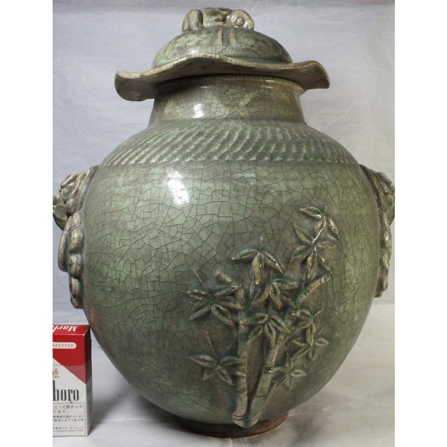 中国骨董品】均窯（きんよう）蓋付松竹壺360mm : 龍香堂ストア