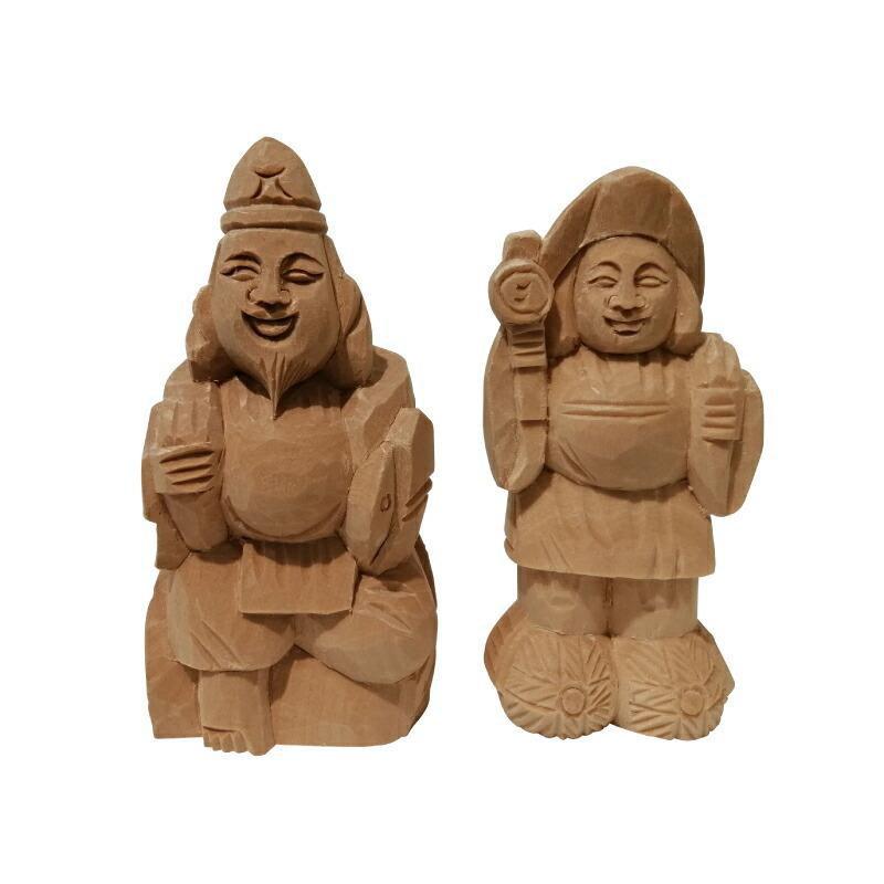 神棚の里 神棚 神具 置物 二福神 木製 商売繁盛 恵比寿様 大黒様 木製