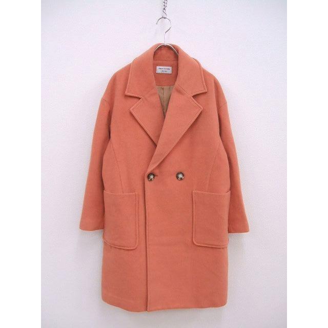 YARRA ヤラ ウール混合 ボタン付きチェスターコート ピンク YARRA