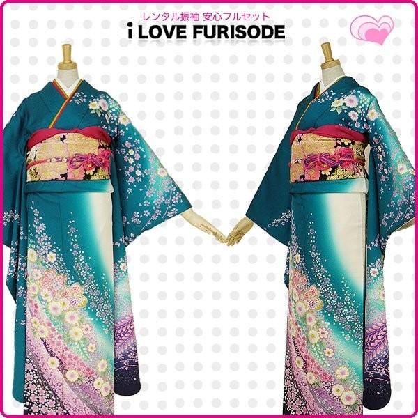 NISHIORI レンタル商品 振袖 フルセット 貸衣装 青 ブルー blue No.411