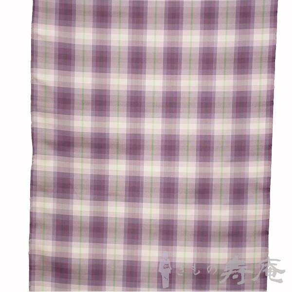 kimono 紬着物 本場縞大島着尺 反物 鹿児島 川野織物 パープル 紫の