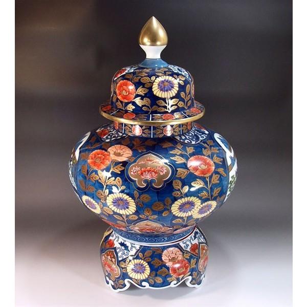 有田焼 金襴手景図飾り沈香壺｜陶芸作家 藤井錦彩 作 : 有田焼 藤井錦