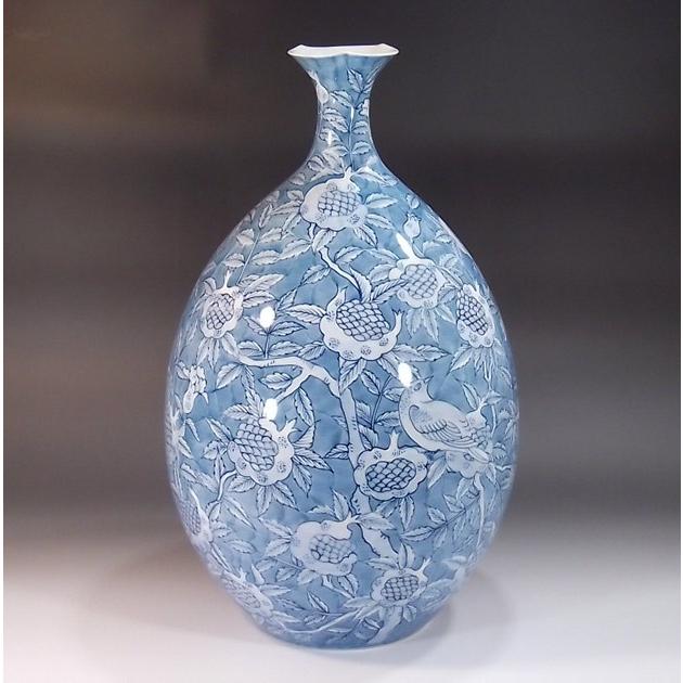 染付石榴絵花瓶｜有田焼 陶芸作家 藤井錦彩作 : 有田焼 藤井錦彩窯