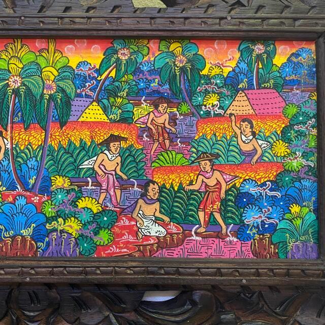 バリ絵画 風景画 額付き W63×H33cm アートパネル ヤングアーティスト