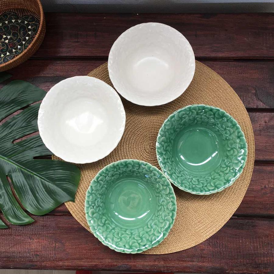 ジェンガラ サラダボウル セット 2個1セット 陶器 2色 青緑 白 バリ