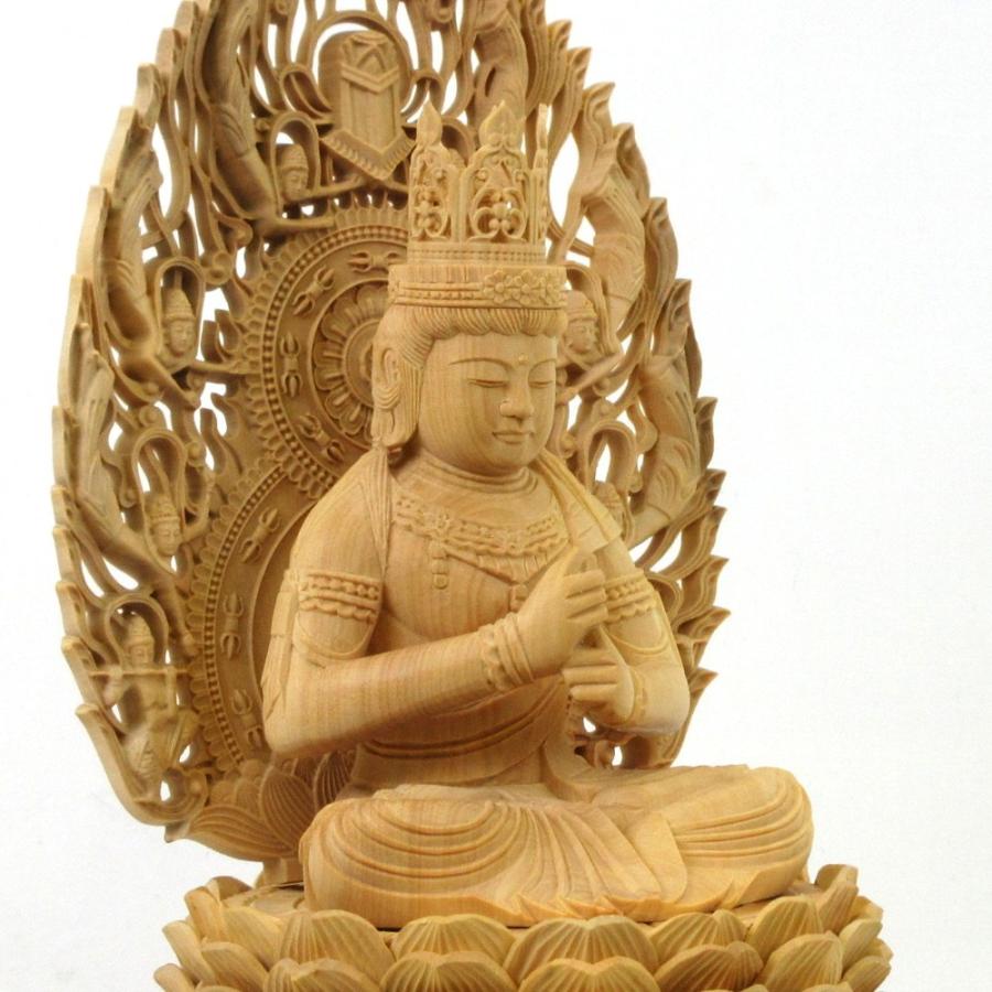 仏像 大日如来 座像 金剛界 智慧 2.5寸 飛天光背 八角台 柘植 真言宗