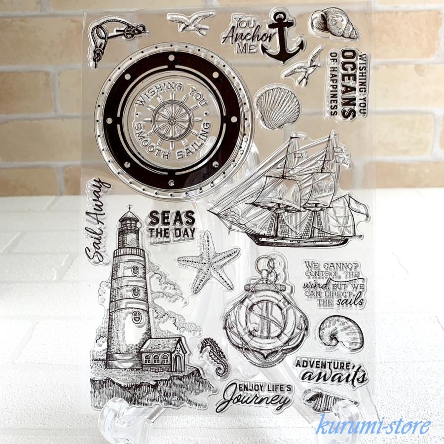 クリアスタンプ カッティングダイ 船 錨 灯台 帆船 海外