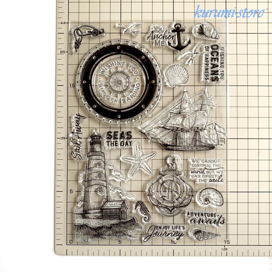 クリアスタンプ 船 灯台 錨 帆船 はんこ アルバム 海外 スタンプ