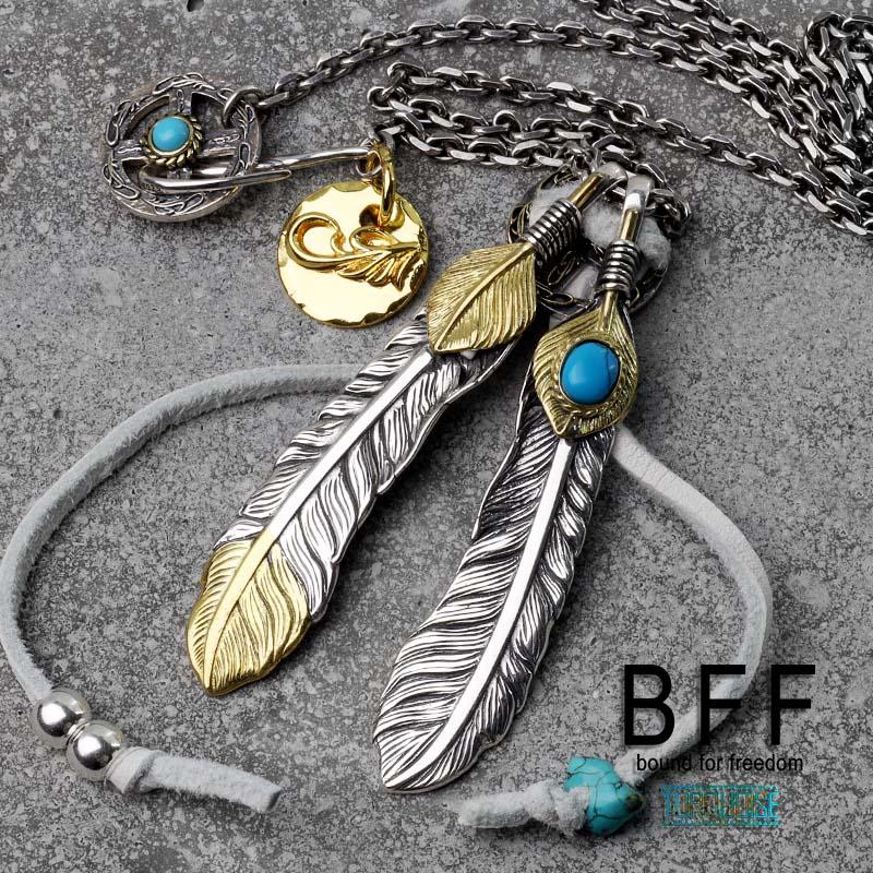クーポンで10％OFF BFF ブランド フェザーネックレス メンズ シルバー