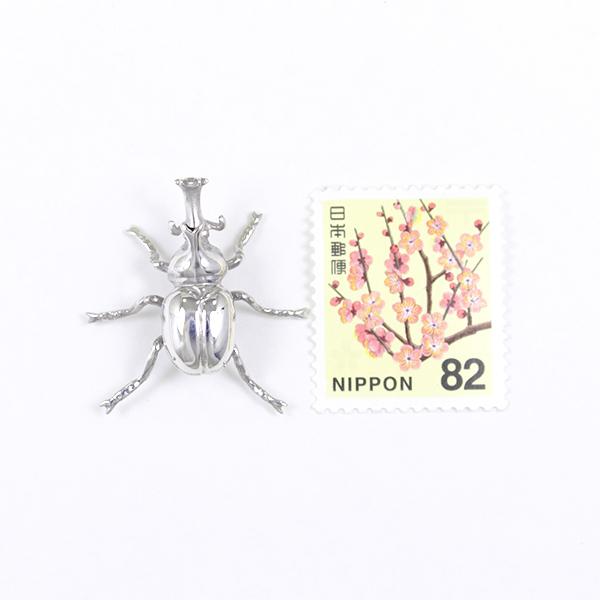 シルバー製 カブトムシ ピンバッジ ピンブローチ タイタック 【公式通販】