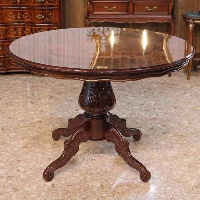 イタリア ダイニングテーブル 110cm幅 象嵌 デラックス 食卓 円形