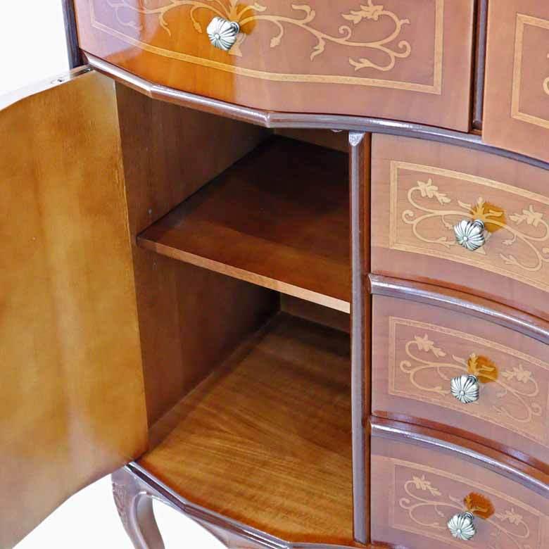 チェスト 木製 象嵌 猫脚 ローキャビネット 88cm サイドボード 119