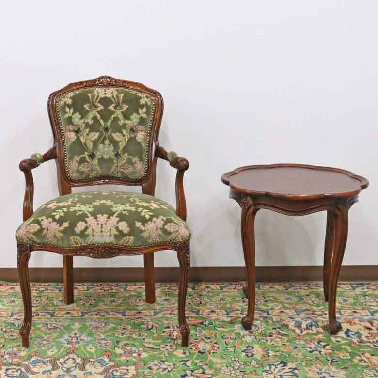 イタリア アームチェア 金華山 グリーン サロンチェア ヴェローナ