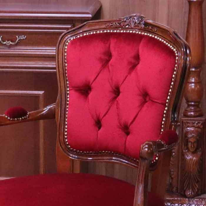 イタリア アームチェア レッドモケット サロンチェア 1Pソファ