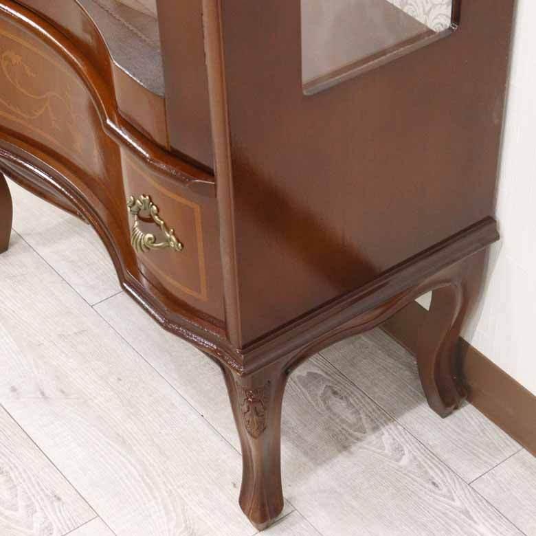 キャビネット 木製 145cm キュリオケース 象嵌 ロココ調 イタリア 家具