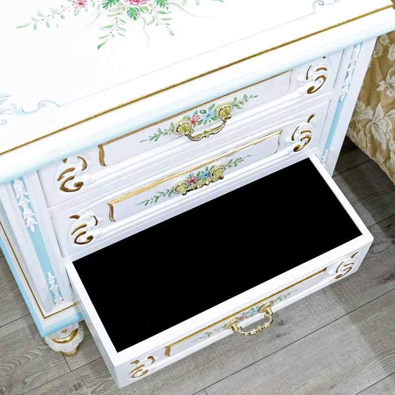 ロココ調 3段ナイトチェスト 高さ67cm タンス 収納家具 チェスト