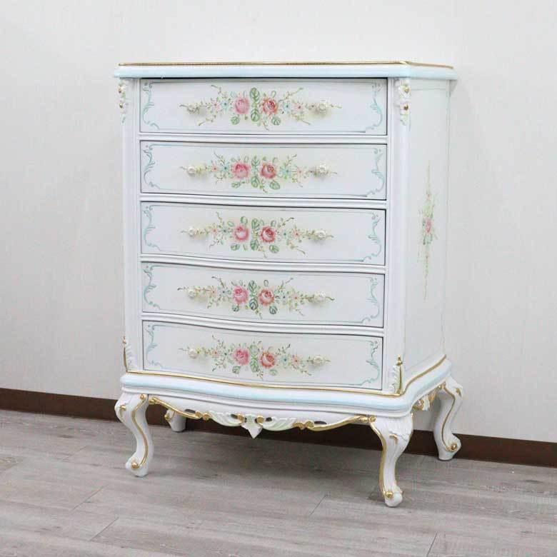 ロココ 5段チェスト タンス 収納家具 チェスト 衣類収納 3引き出し 猫