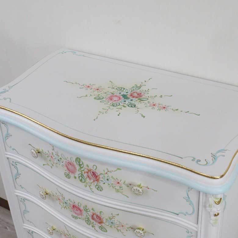 ロココ 5段チェスト タンス 収納家具 チェスト 衣類収納 3引き出し 猫