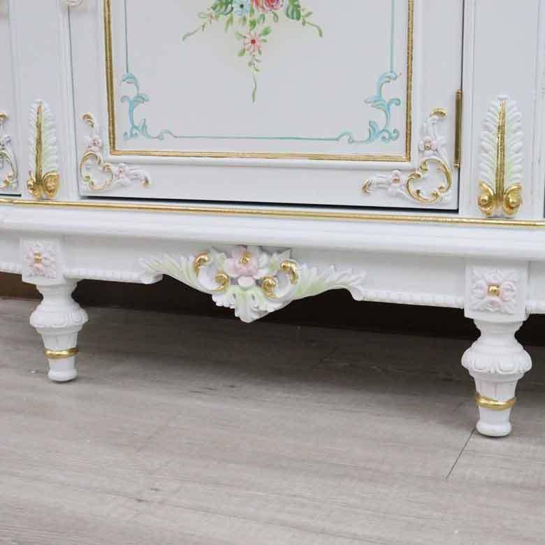 ロココ調 サイドボード キャビネット 白家具 アンティーク エレガント