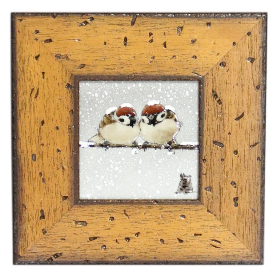 九谷焼 陶額 雀図四季セット / 中村陶志人 中村陶志人作 陶額 二雀